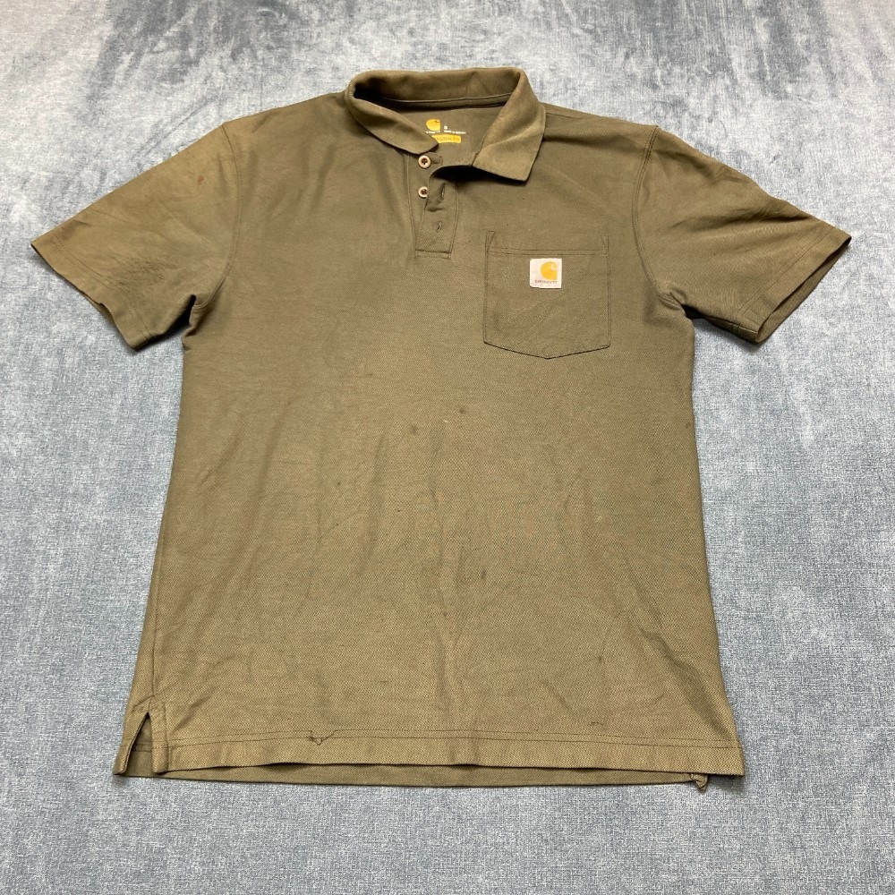 Carhartt Polo Shirt Men Small Olive Green Everyday Wear Golf Tennis Original Fit